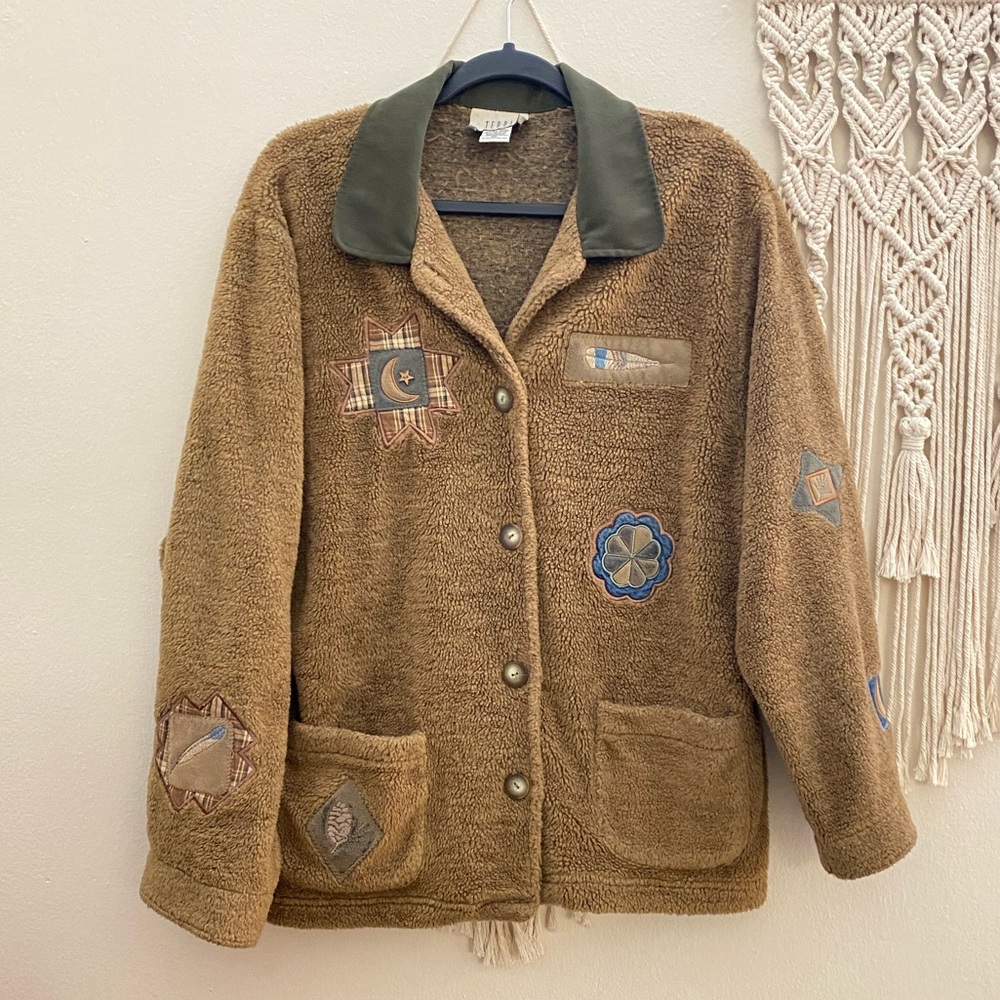 Vintage Teddi Embroidered Fuzzy Shacket